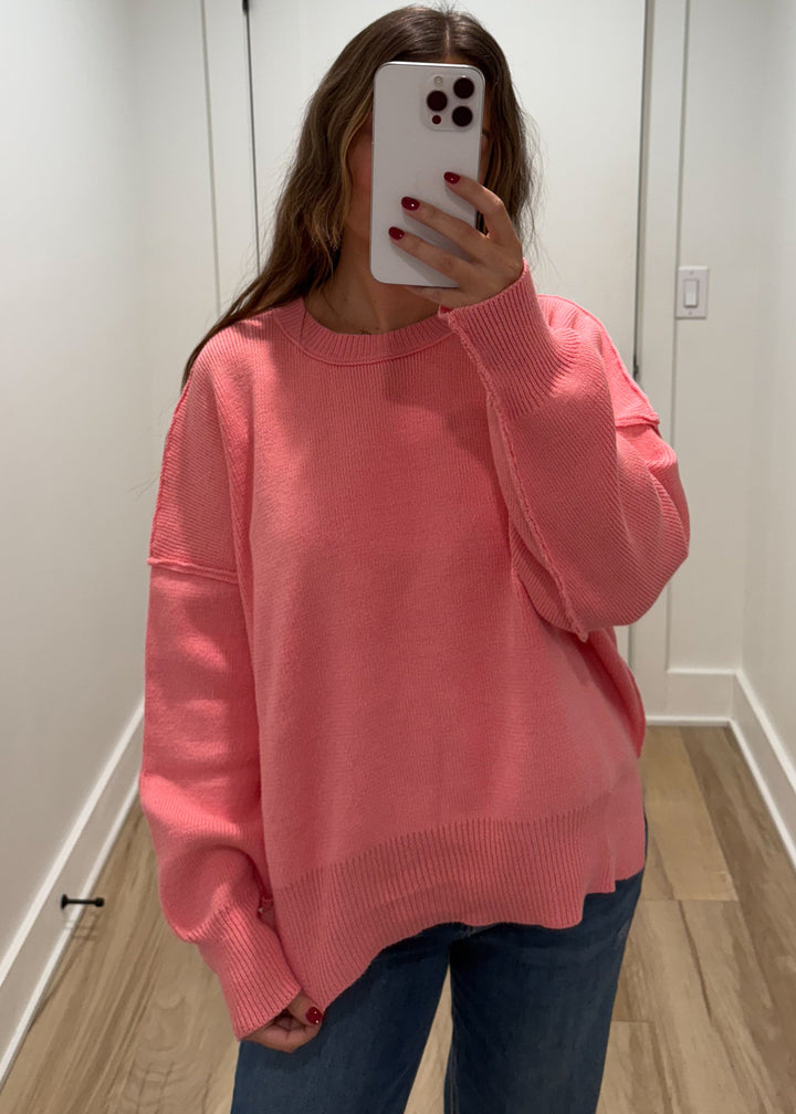 Drop Shoulder Loose Fit Knit Sweater Top