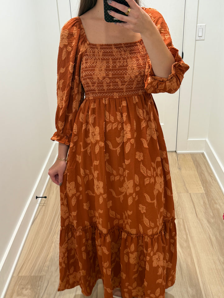 Rust & Roses Maxi Dress