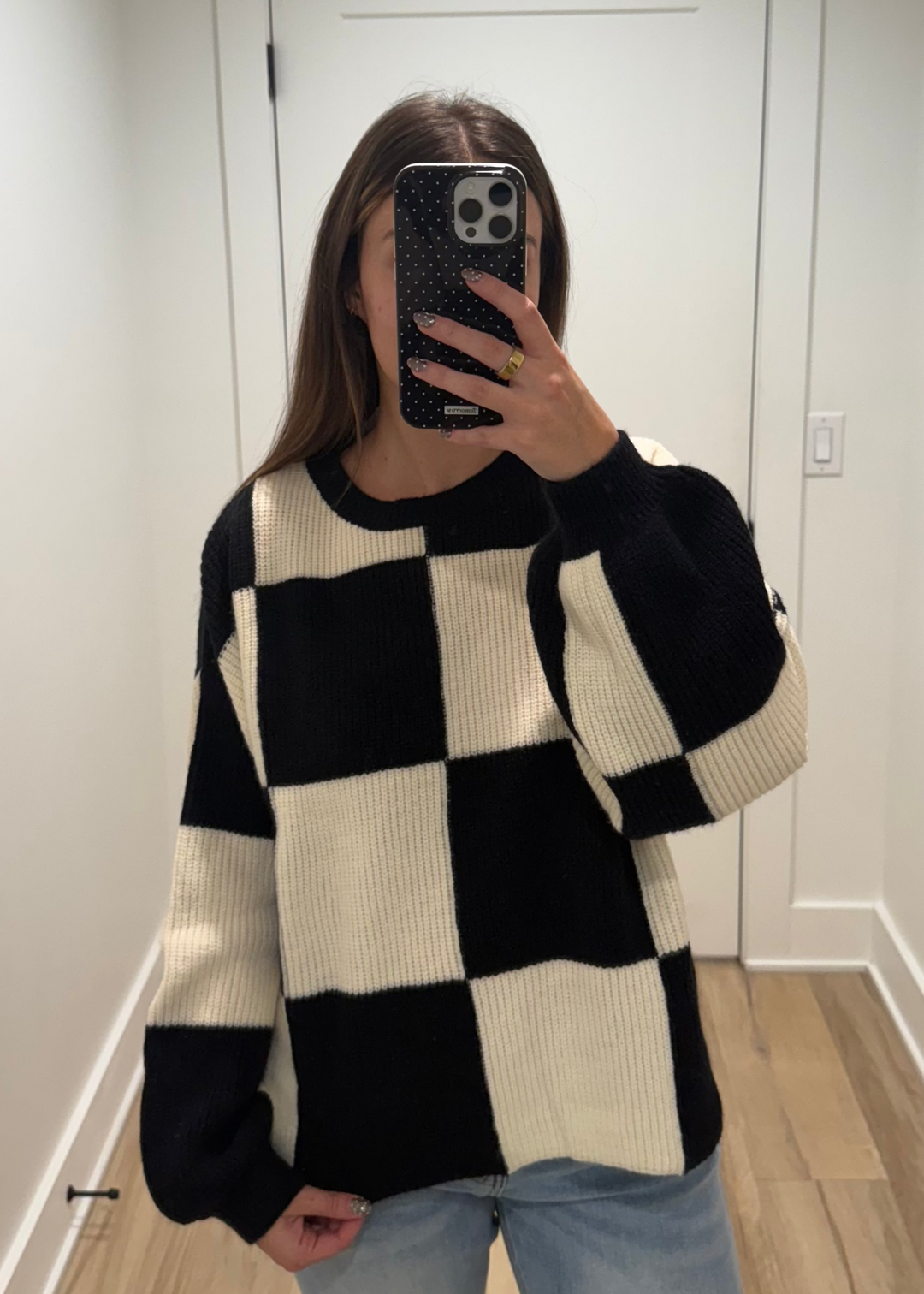 The Cozy Check Sweater | Black & Green