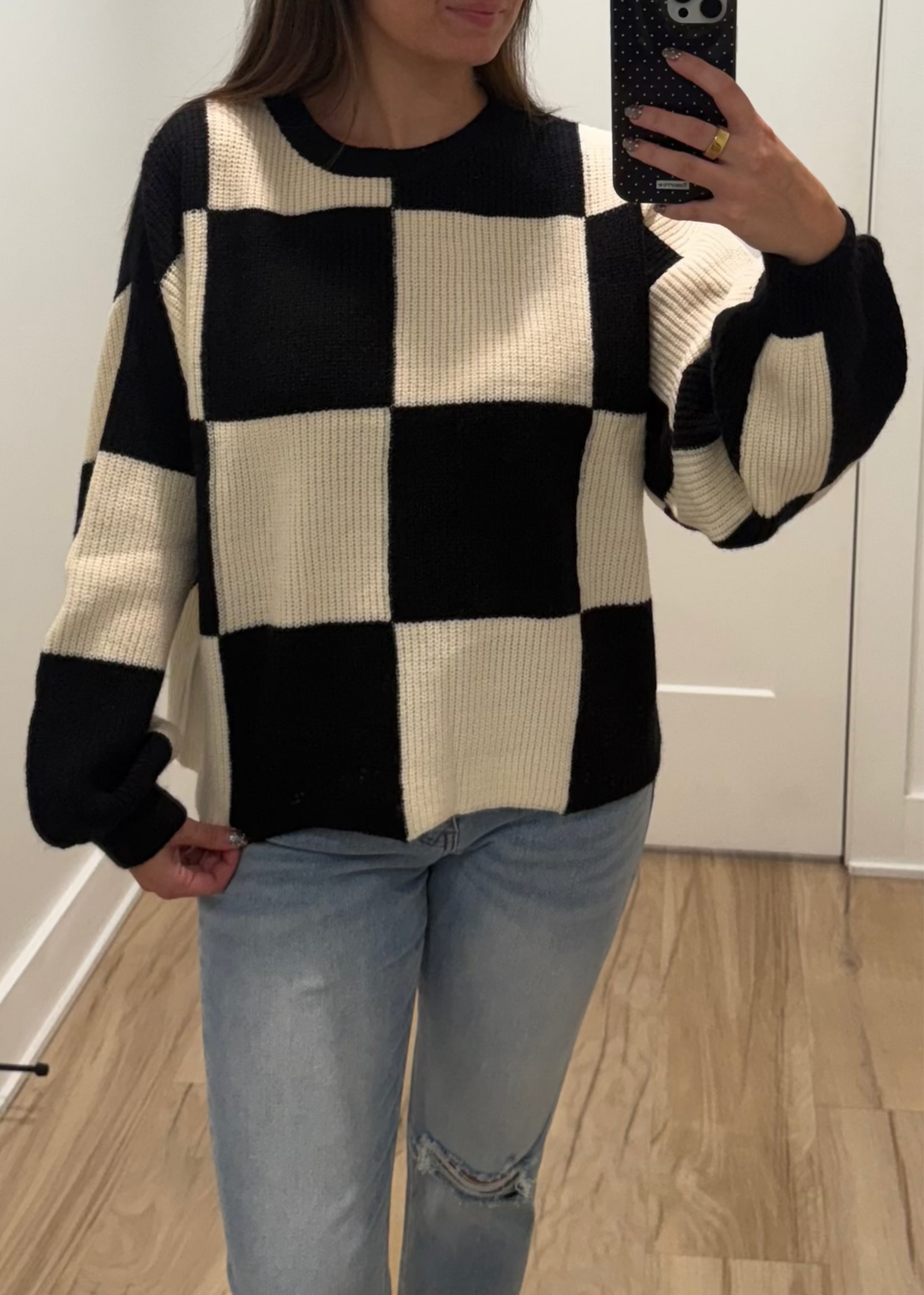 The Cozy Check Sweater | Black & Green