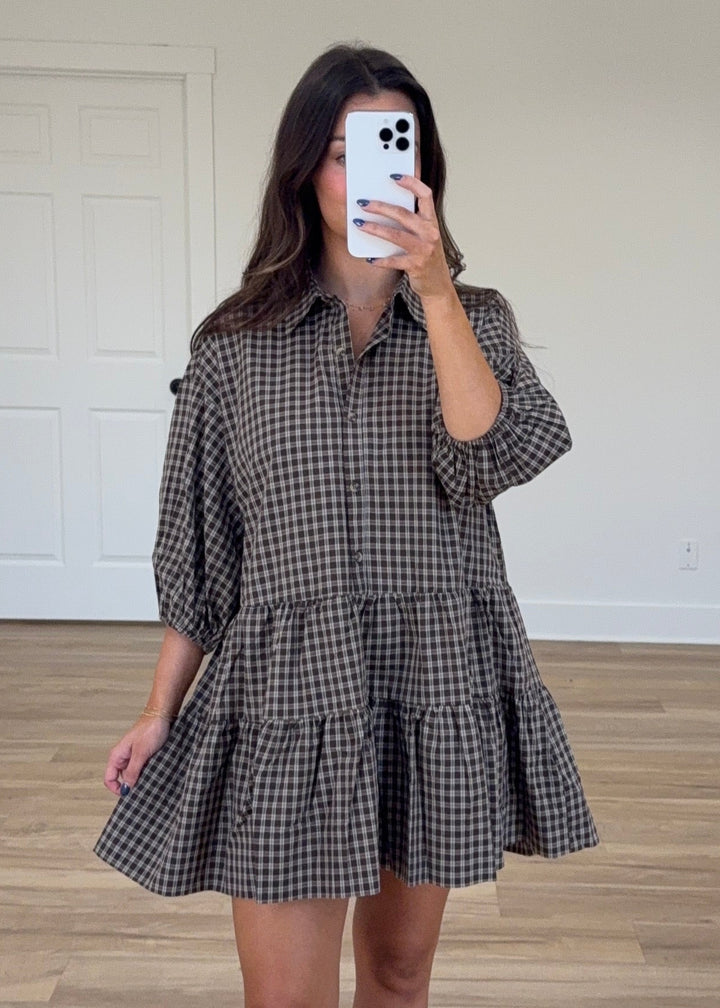 Meet Me in October Dress | Brown + Navy