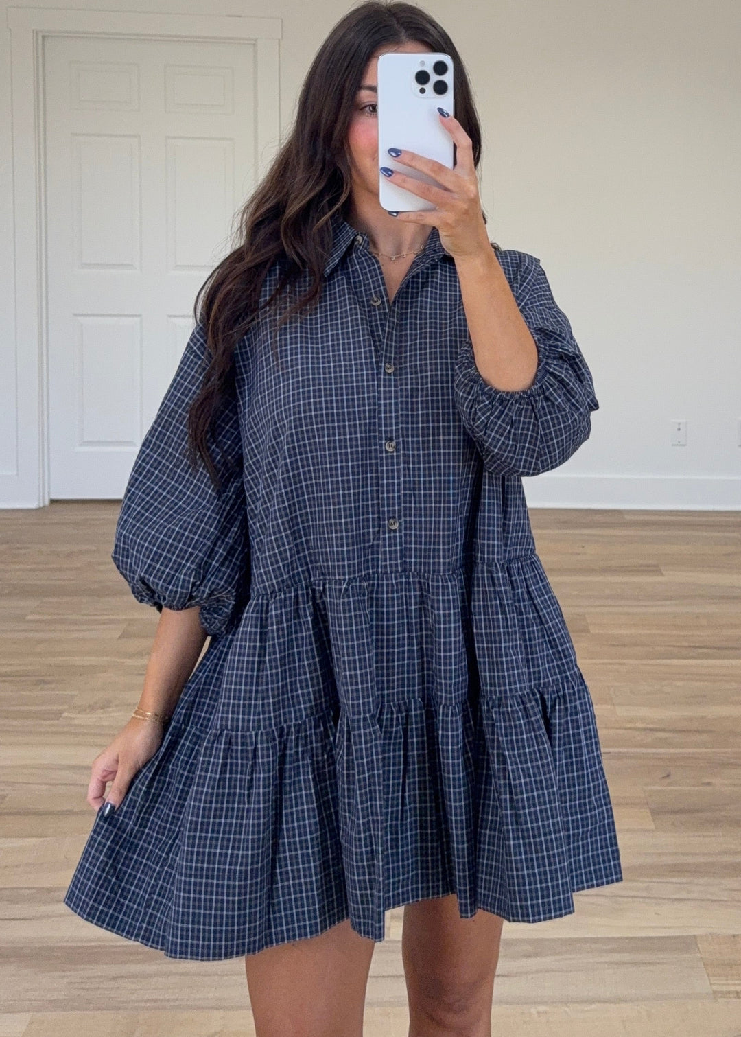 Meet Me in October Dress | Brown + Navy