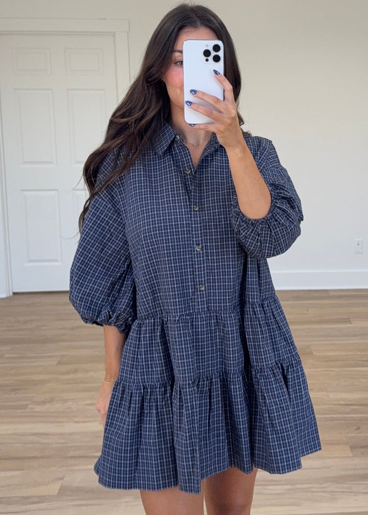 Meet Me in October Dress | Brown + Navy
