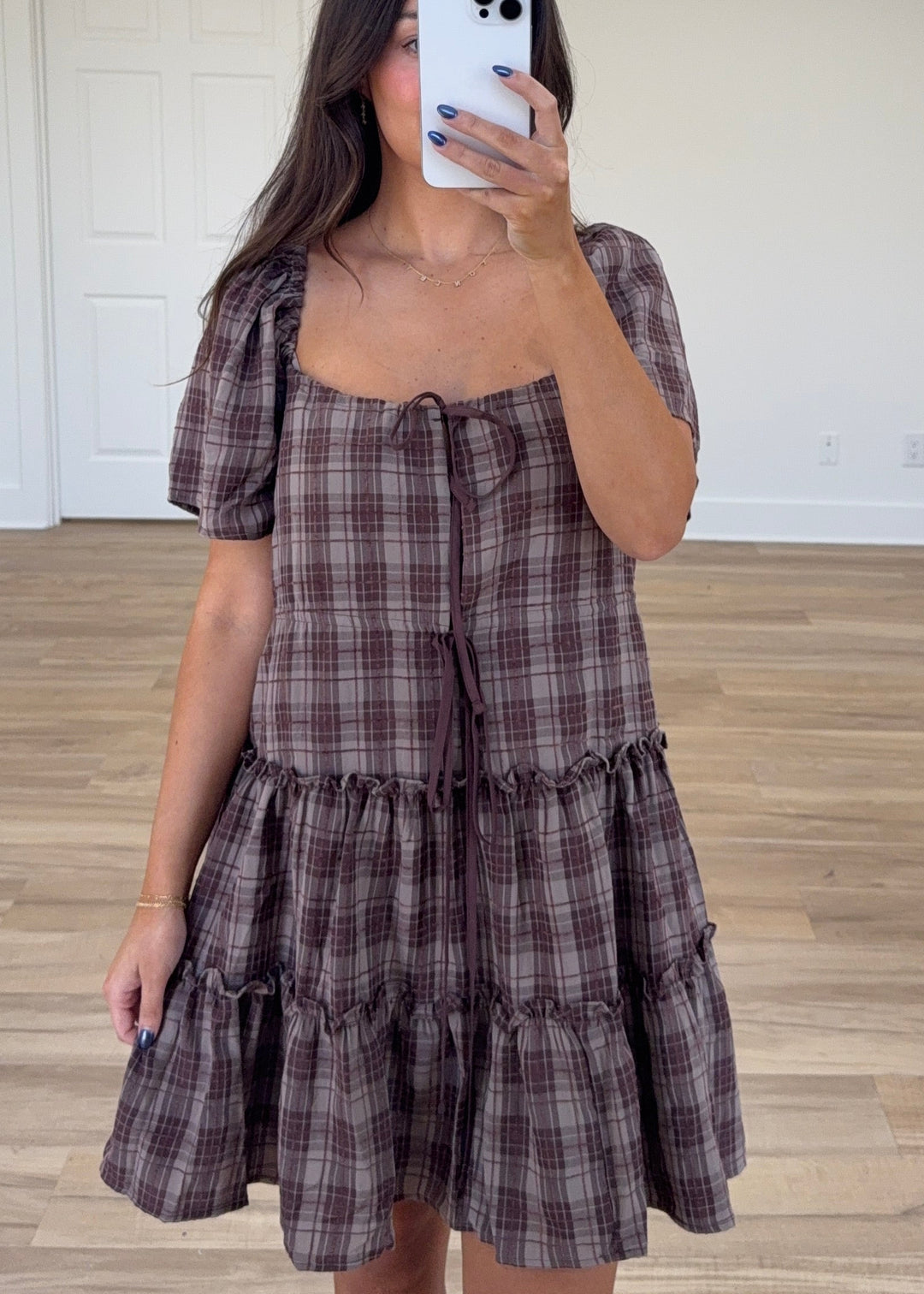 Ruby Plaid Tiered Mini Dress