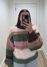 Load image into Gallery viewer, Color Block Chunky Sweater | Pink Multi
