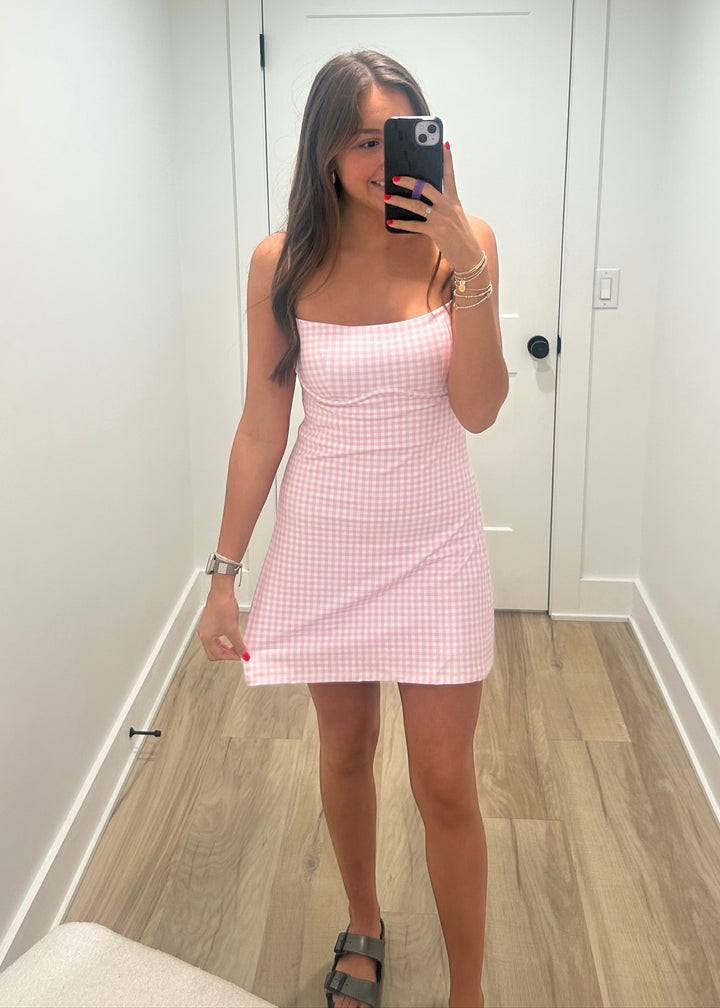 Pink Gingham Sweetheart Dress