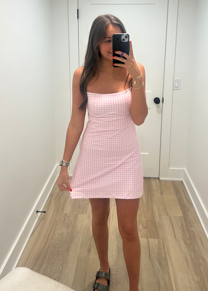Pink Gingham Sweetheart Dress