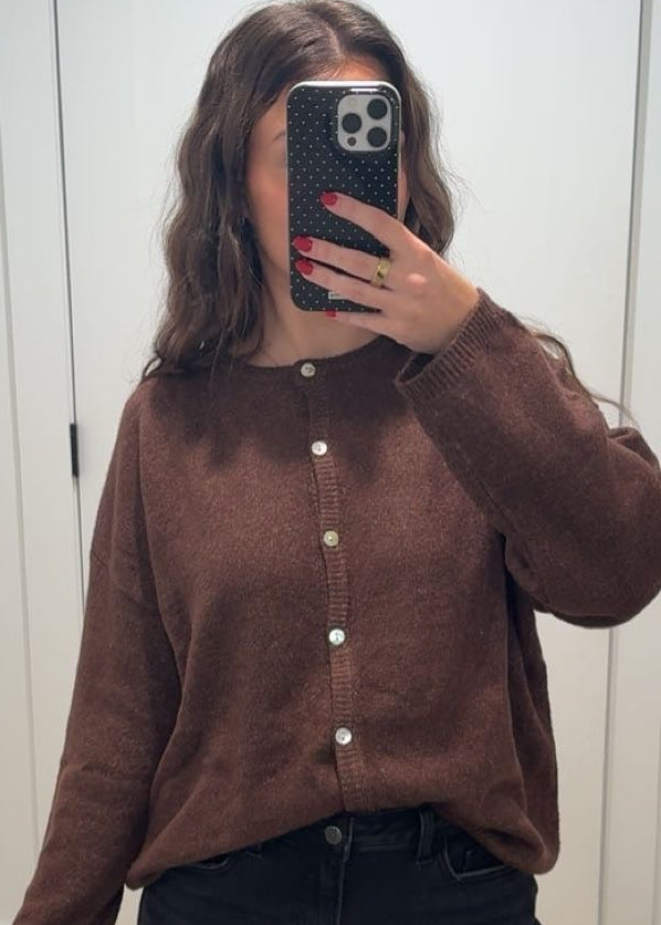 Monroe Knit Cardigan | Light Blue, Brown, Pink