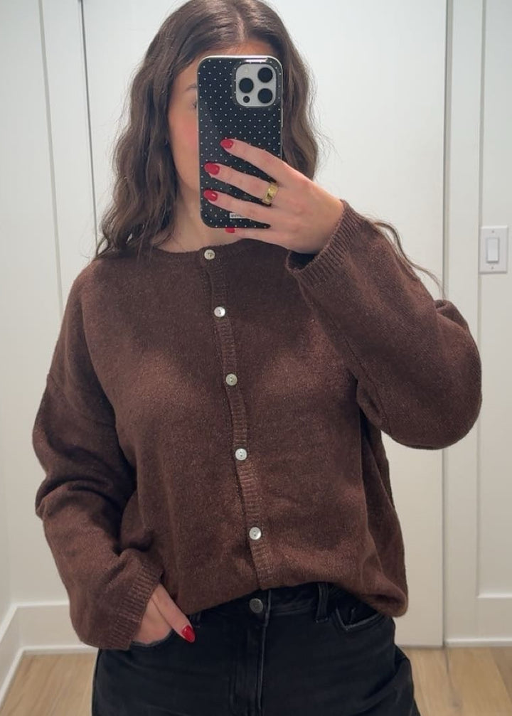 Monroe Knit Cardigan | Light Blue, Brown, Pink