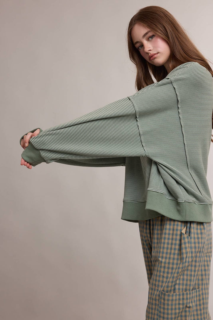 Striped Drop Shoulder Sweatshirt