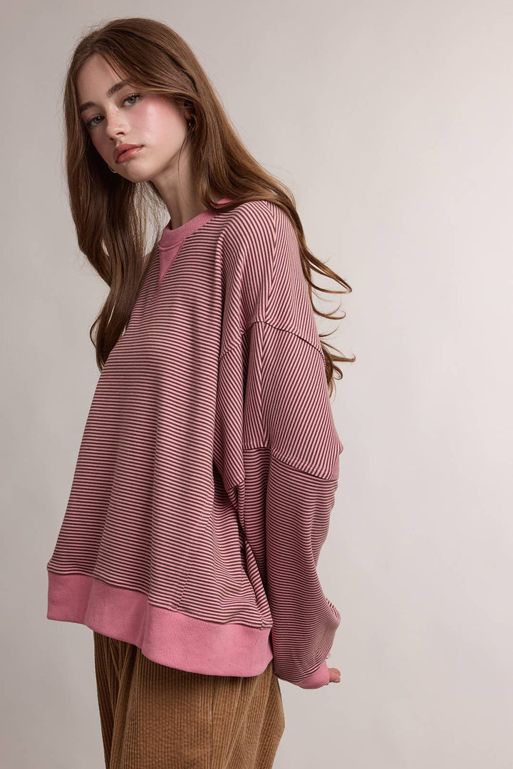 Striped Drop Shoulder Sweatshirt