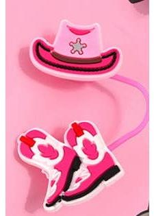 Pink Cowgirl Straw Topper