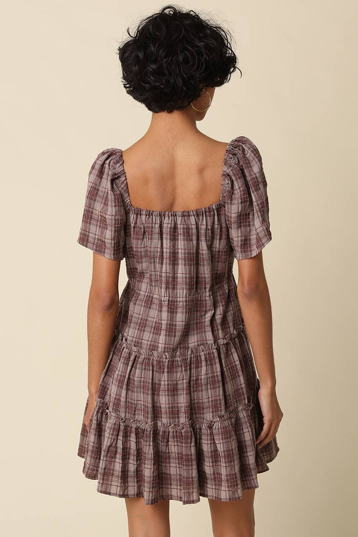 Ruby Plaid Tiered Mini Dress