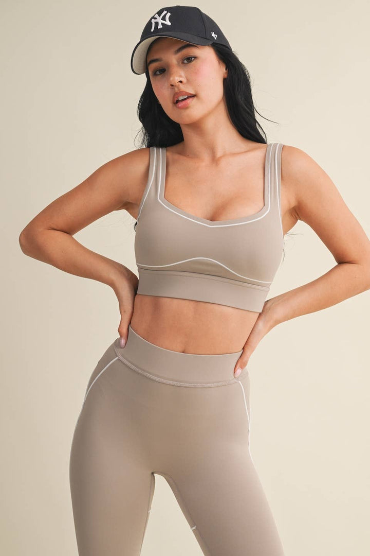 Align Sports Bra | Taupe + Pink