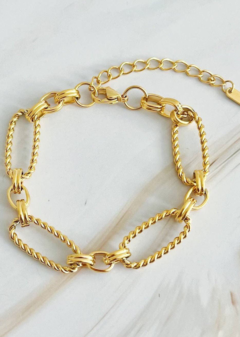 Alternatively Linked Cabled Bracelet | Gold