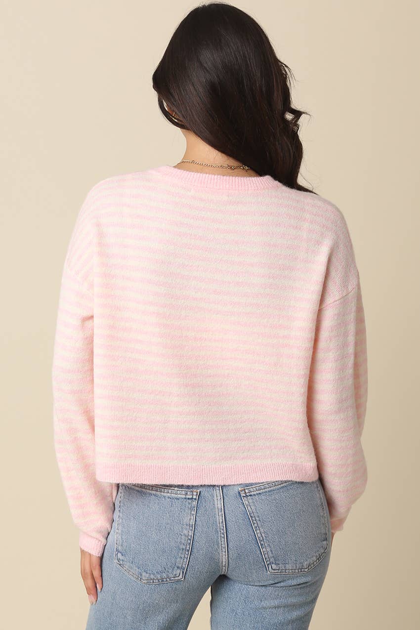 Soft Bloom Stripe Sweater | Coral, Lavender, Pink, Blue