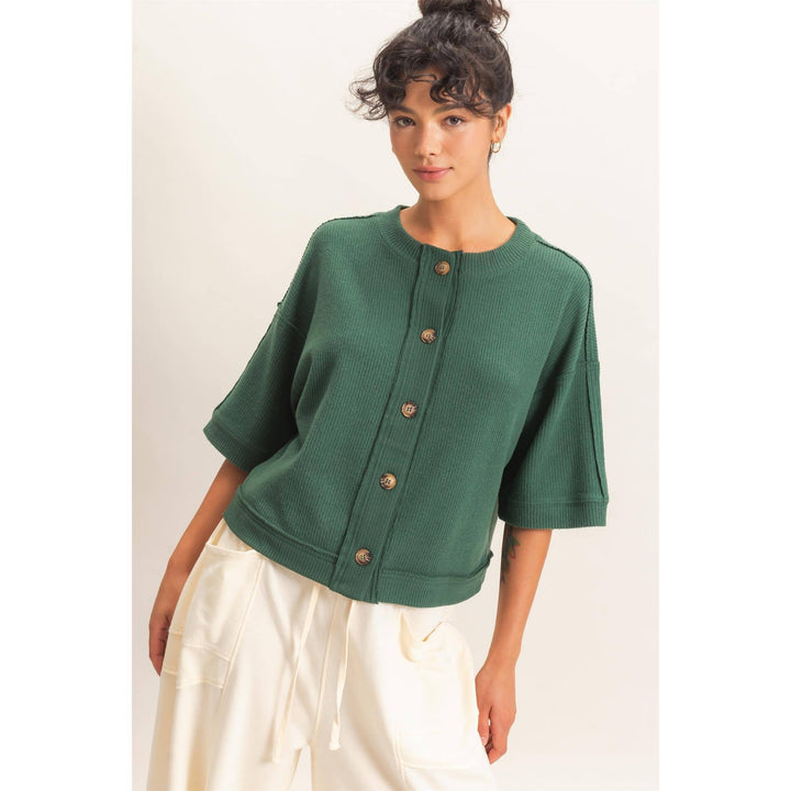 Witten Button-Down Top | Black, Cream, Cherry, Green
