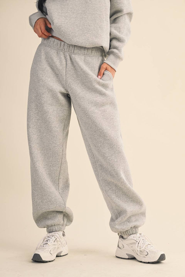 Cozy Fleece Sweatpants | Brown + Gray