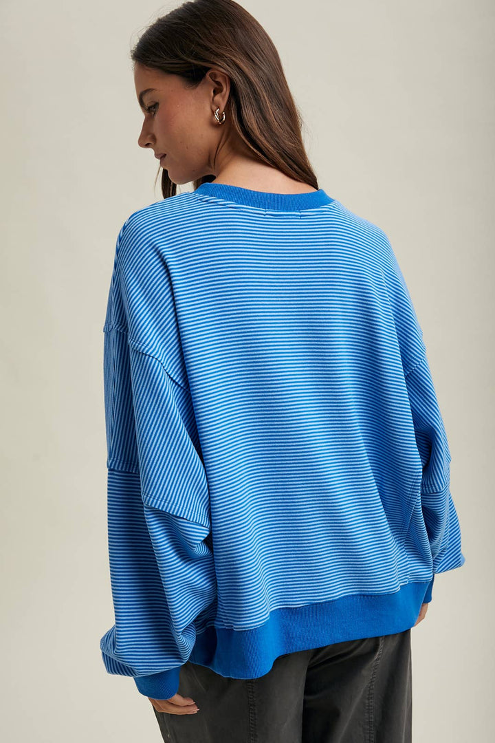 Striped Drop Shoulder Sweatshirt