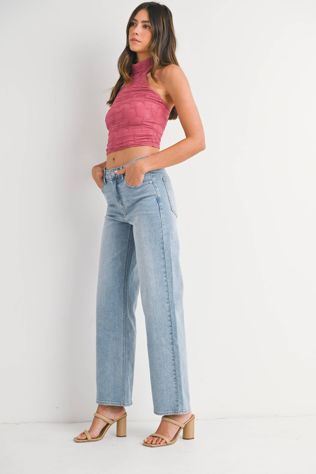 High Rise Full Length Straight Jeans