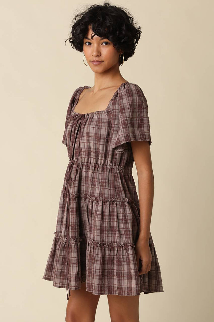 Ruby Plaid Tiered Mini Dress