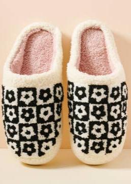 Black Flower Slippers