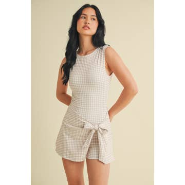 Beige Gingham Athletic Dress