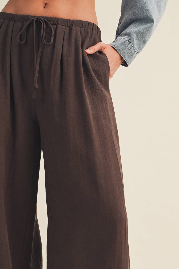 Gathered Drawstring Wide Leg Trouser