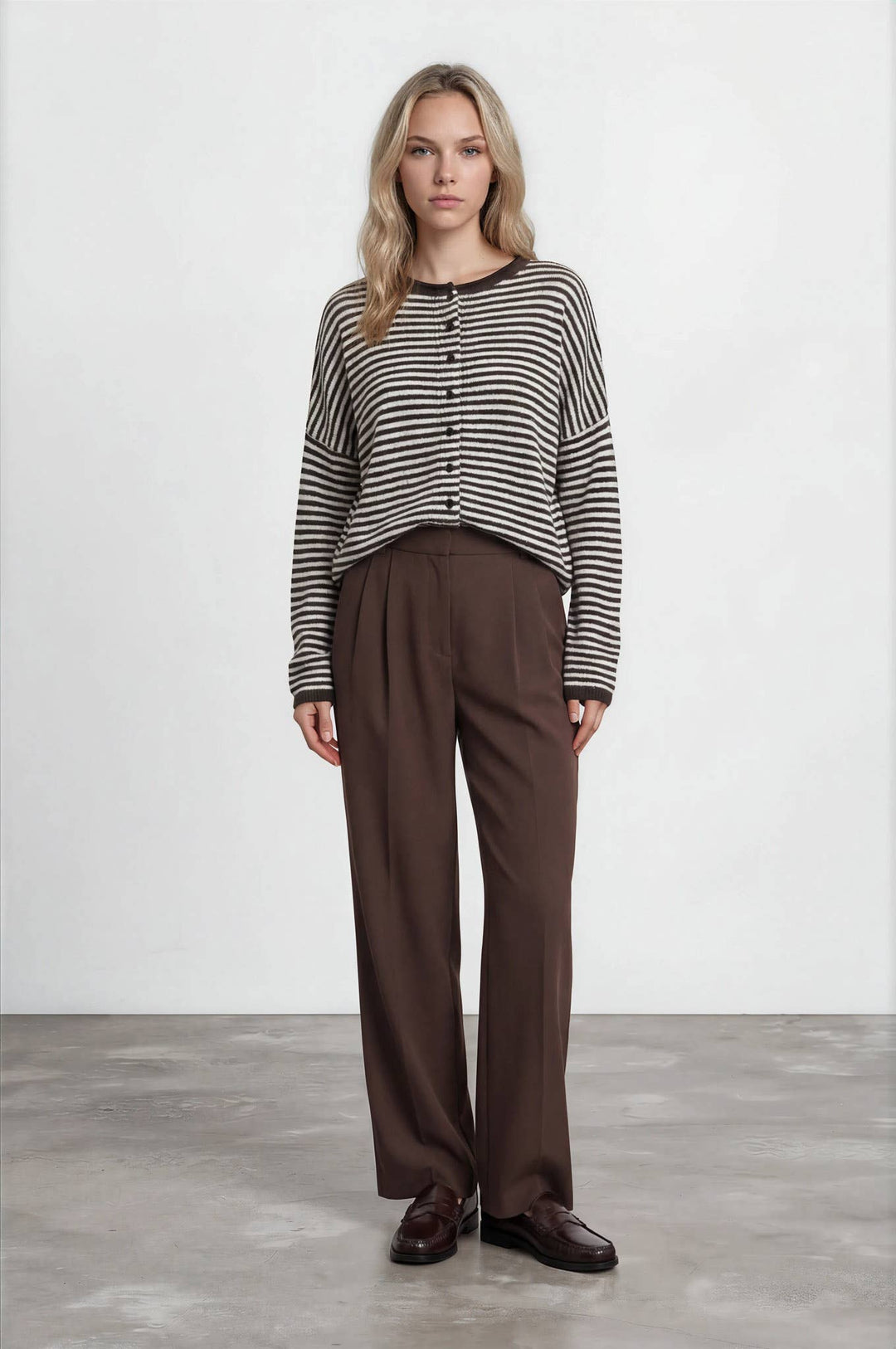 Aspen Stripe Sweater | Brown + Burgundy