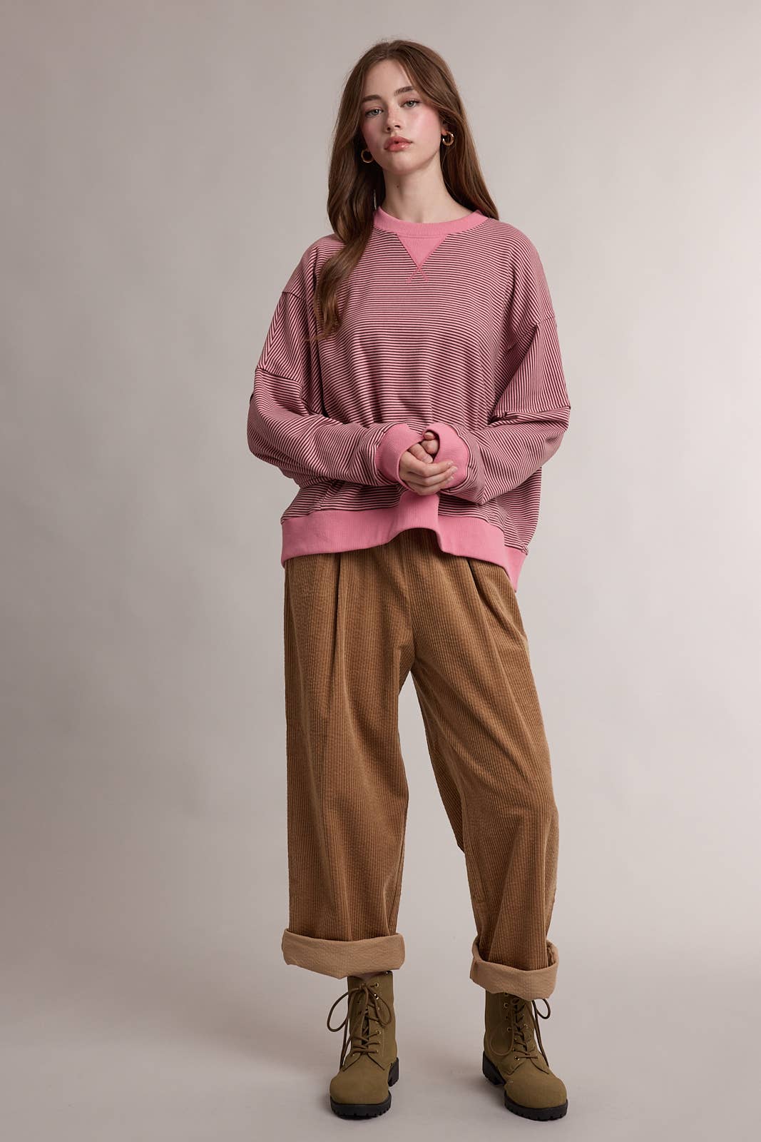 Striped Drop Shoulder Sweatshirt