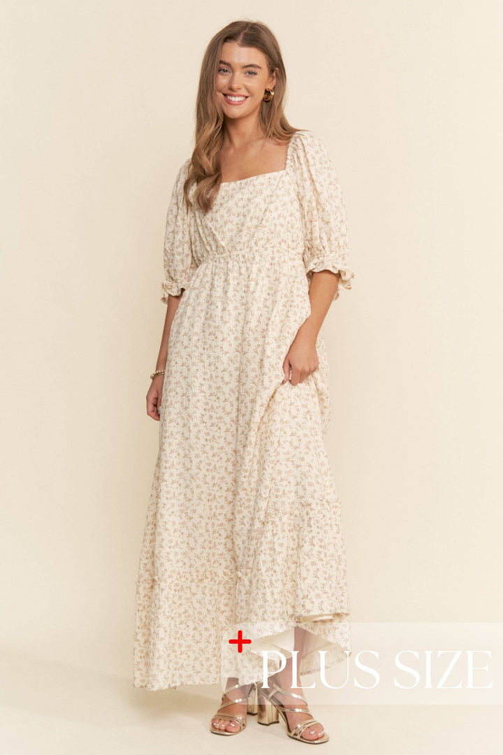 Floral Print Square Neckline Maxi Dress