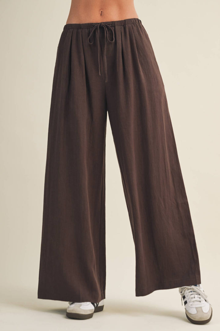 Gathered Drawstring Wide Leg Trouser