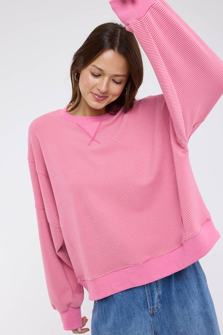 Striped Drop Shoulder Sweatshirt