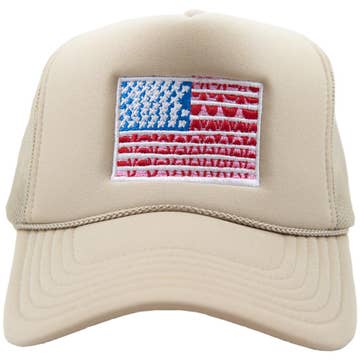 American Flag Trucker Hat | Khaki