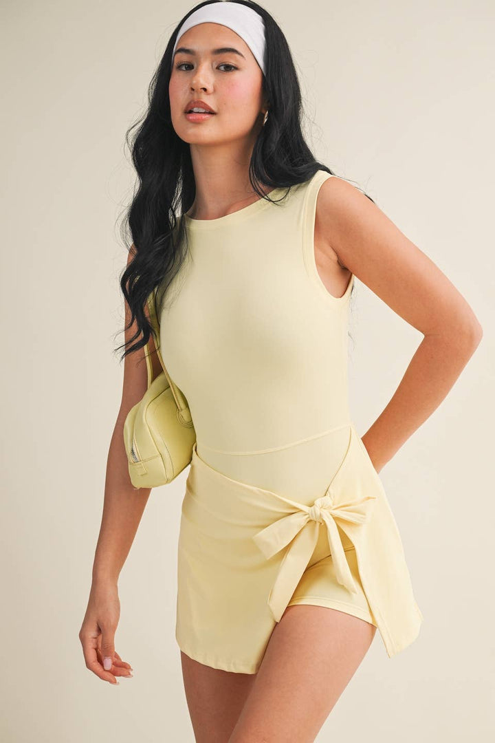 Court Side Cutie Wrapped Athletic Dress | Cassidy Pink + Lemon