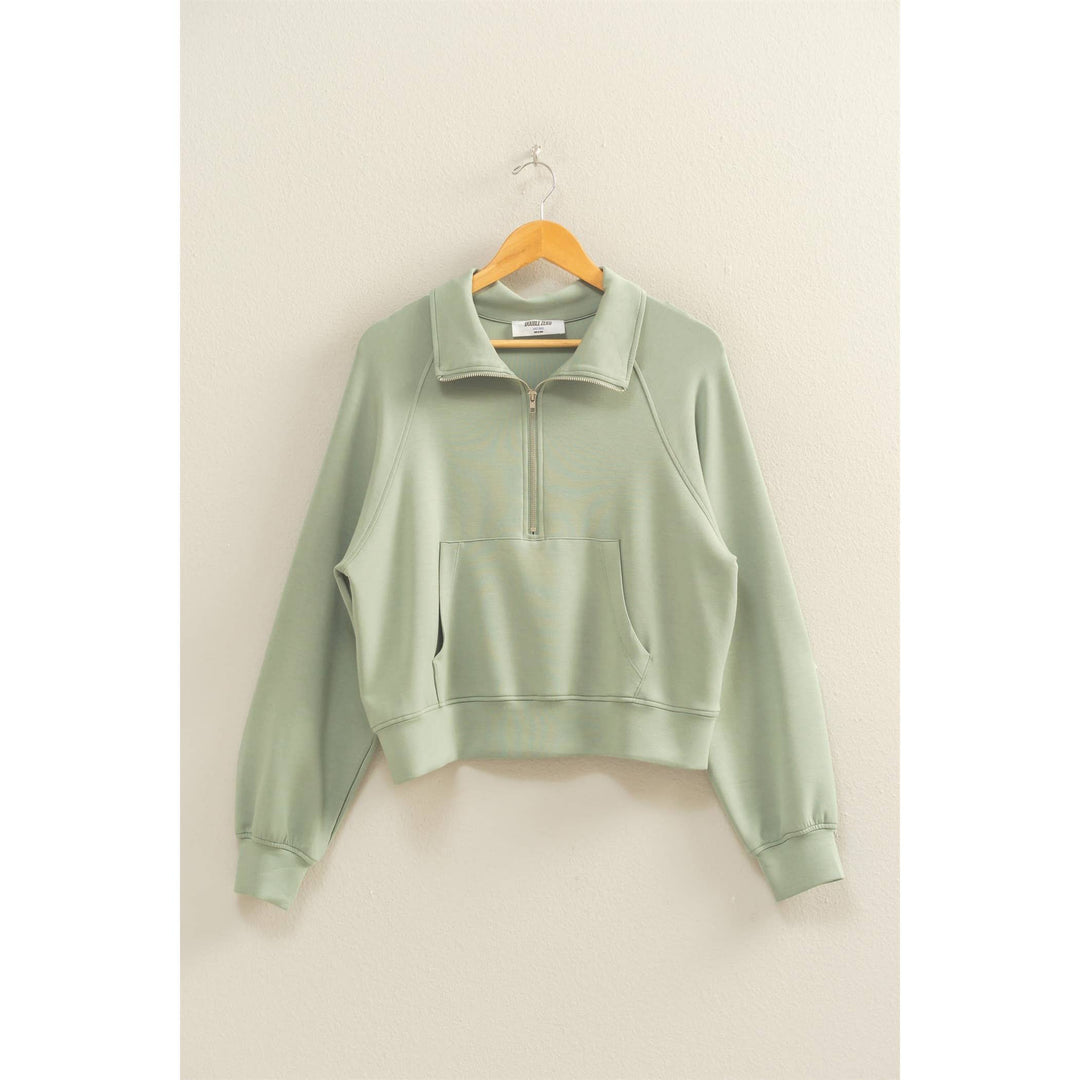 Lounge Club Half Zip-Up Pullover | Sage, Black, Deep Green