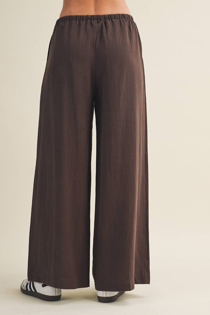 Gathered Drawstring Wide Leg Trouser