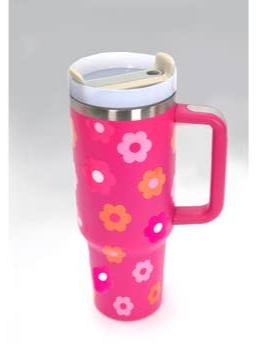 Hot Pink Daisy Tumbler