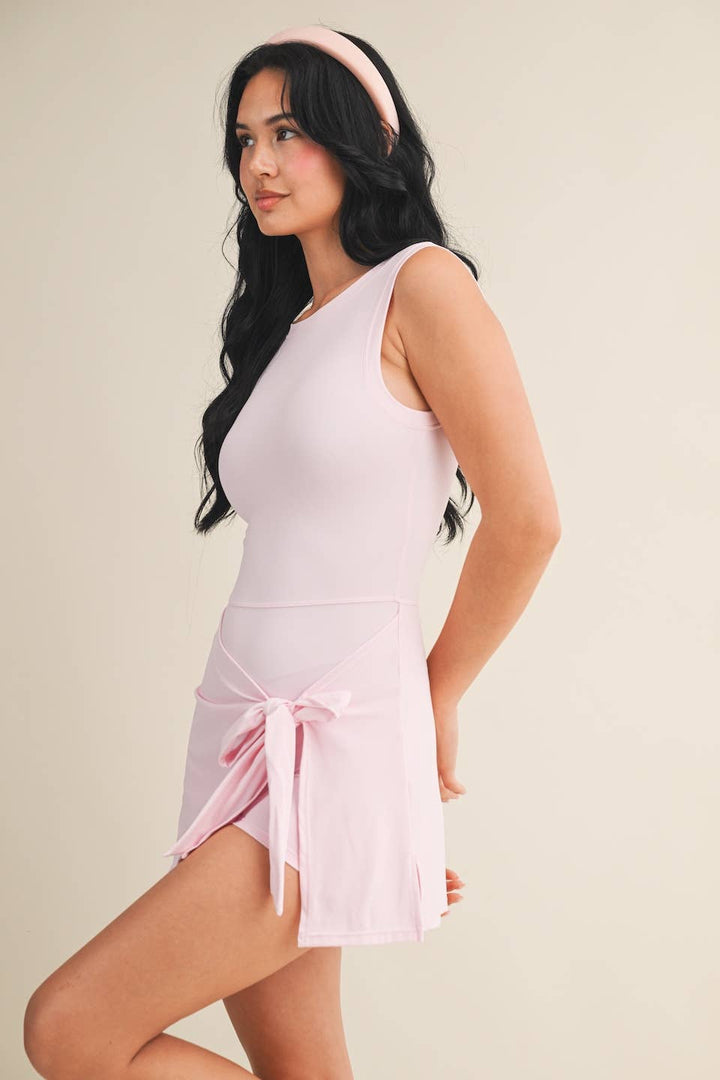 Court Side Cutie Wrapped Athletic Dress | Cassidy Pink + Lemon