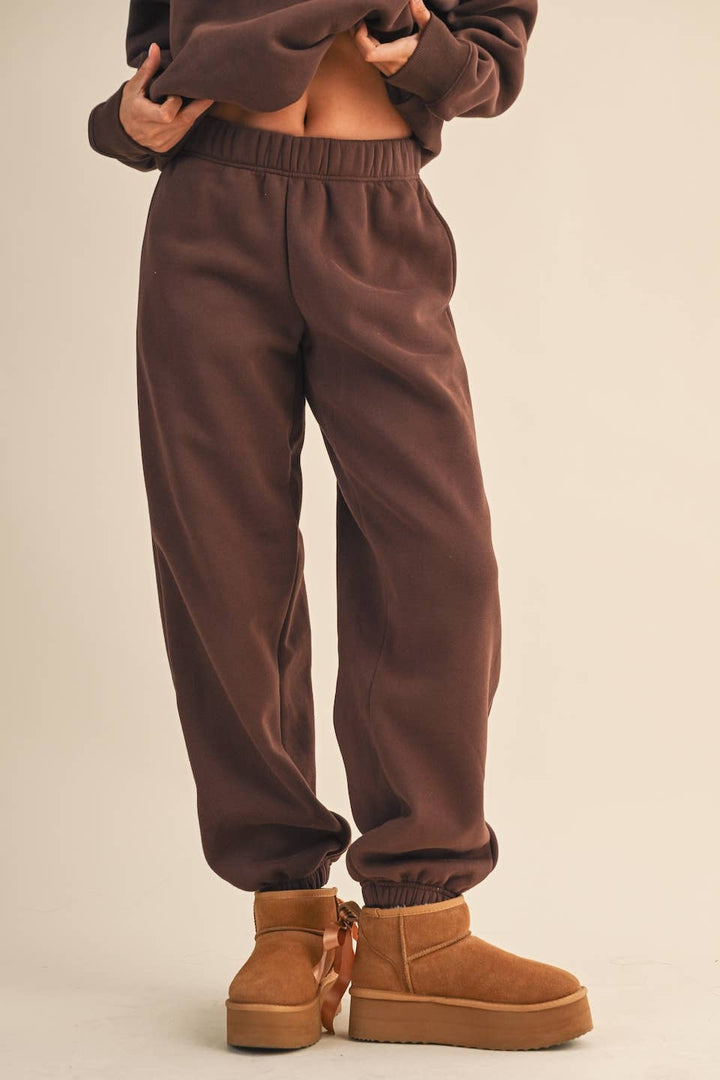 Cozy Fleece Sweatpants | Brown + Gray