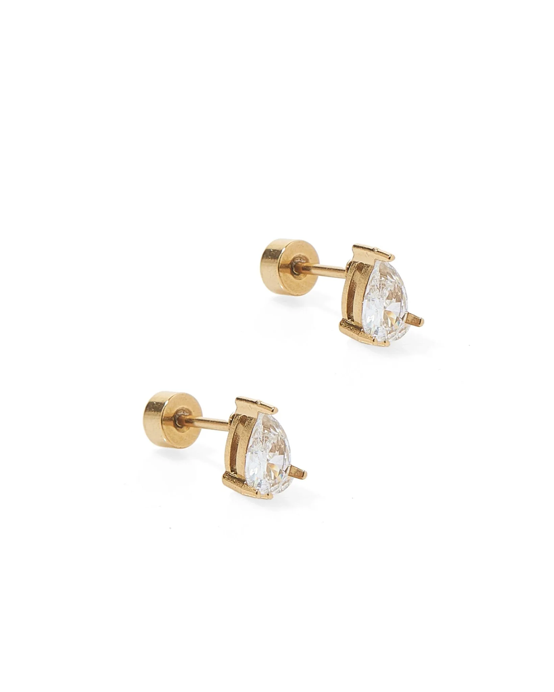 Pear Gold Screwback Stud Earrings | Linny & Co