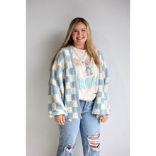Load image into Gallery viewer, Check Cardigan | Light Blue | One Left
