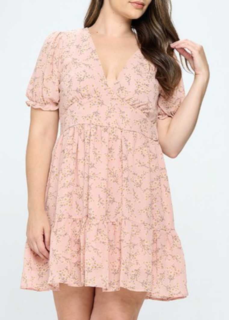 Pink Blossom Dress - Curvy