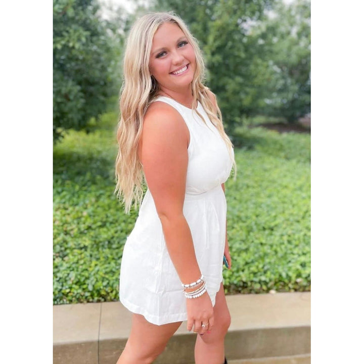 The Alyssa Romper - Pink + White