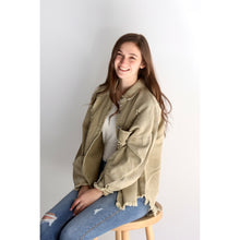 Load image into Gallery viewer, Moss Distressed Spring Jacket
